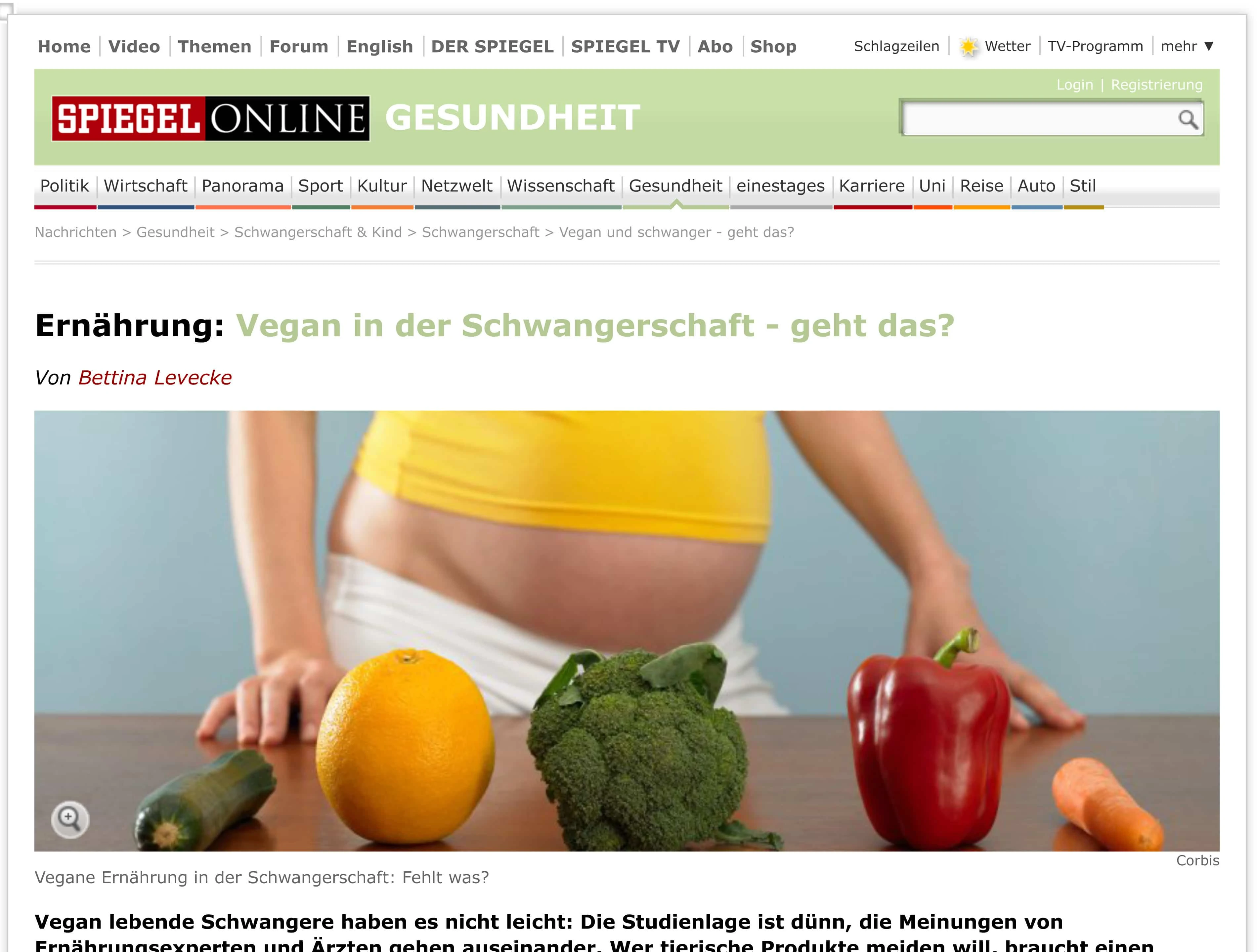 Vegane Schwangerschaft: Interview bei Spiegel Online