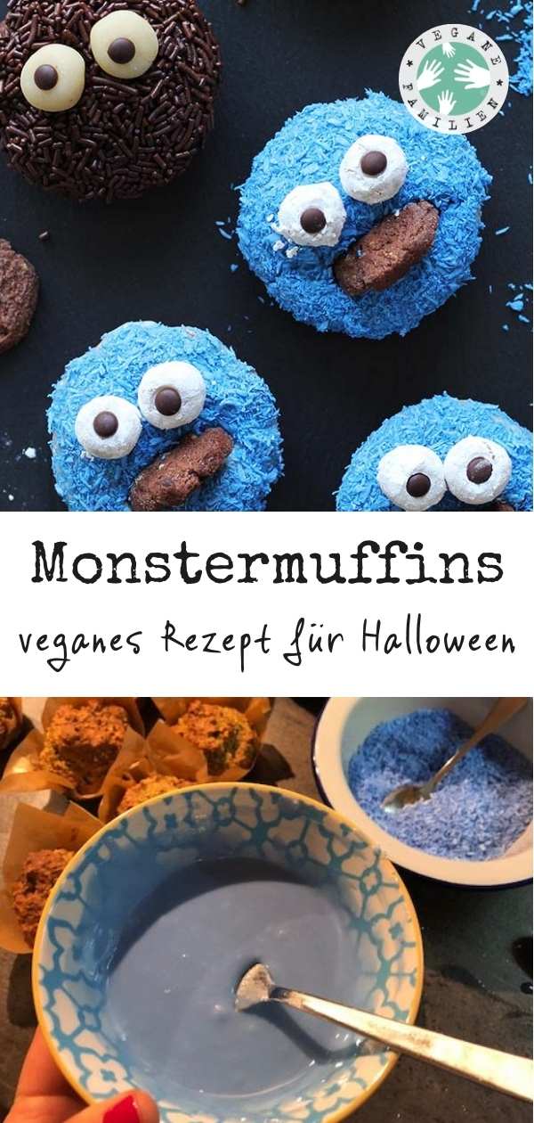 Krümelmonster Muffins vegan Rezept Halloween