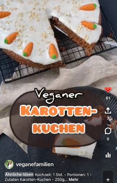 Idea Pin veganer Karottenkuchen
